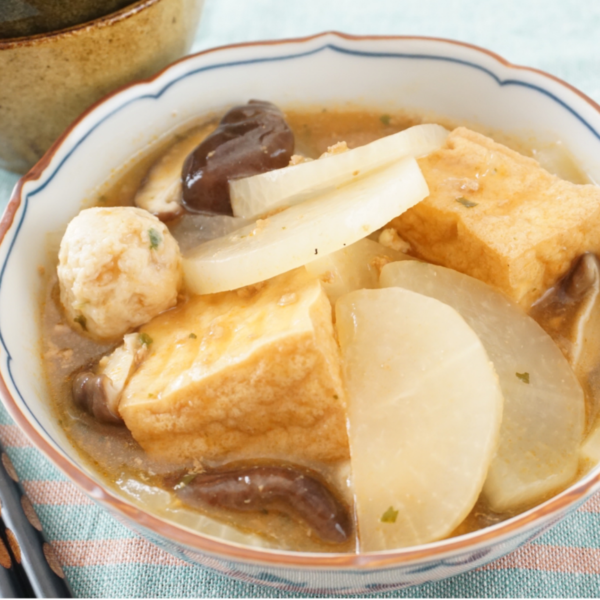 麻婆豆腐の素で作る大根と厚揚げの中華煮！ワーママにおすすめレンチン15分レシピ